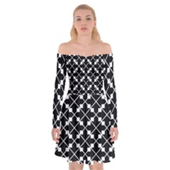 Abstract-black Off Shoulder Skater Dress