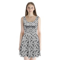 Abstract-gray Split Back Mini Dress 