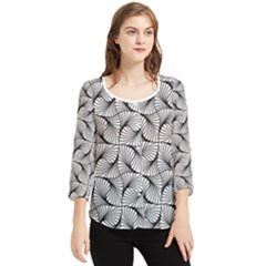 Abstract-gray Chiffon Quarter Sleeve Blouse by nateshop