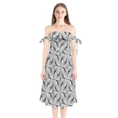 Abstract-gray Shoulder Tie Bardot Midi Dress by nateshop