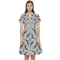 Abstract-gray Short Sleeve Waist Detail Dress by nateshop