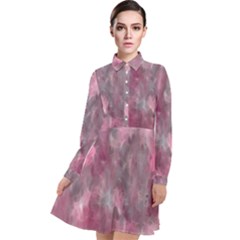 Abstract-pink Long Sleeve Chiffon Shirt Dress by nateshop