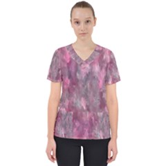 Abstract-pink Women s V-neck Scrub Top