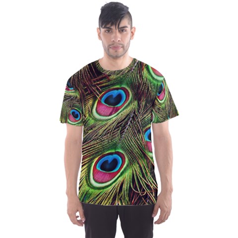 Peacock-feathers-color-plumage Men s Sport Mesh Tee by Celenk
