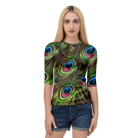 Peacock-feathers-color-plumage Quarter Sleeve Raglan Tee by Celenk