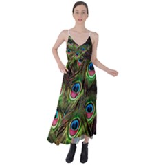 Peacock-feathers-color-plumage Tie Back Maxi Dress by Celenk