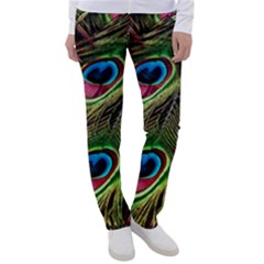 Peacock-feathers-color-plumage Women s Casual Pants by Celenk