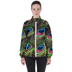 Peacock-feathers-color-plumage Women s High Neck Windbreaker