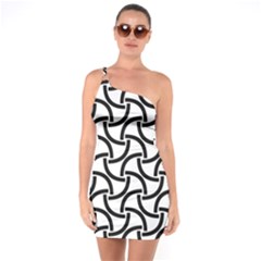 Background-black White One Soulder Bodycon Dress by nateshop