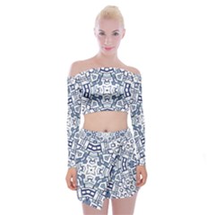 Blue-design Off Shoulder Top With Mini Skirt Set by nateshop