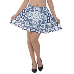 Blue-design Velvet Skater Skirt by nateshop