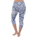 Blue-design Lightweight Velour Capri Yoga Leggings View4