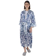 Blue-design Maxi Satin Kimono by nateshop