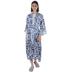 Blue-design Maxi Satin Kimono by nateshop