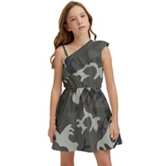 Camouflage Kids  One Shoulder Party Dress