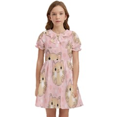 Cat-cats Kids  Bow Tie Puff Sleeve Dress by nateshop