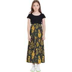 Christmas Gold Kids  Flared Maxi Skirt by nateshop