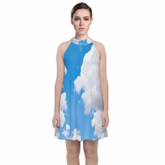 Cloudy Velvet Halter Neckline Dress  by nateshop