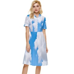 Cloudy Button Top Knee Length Dress by nateshop