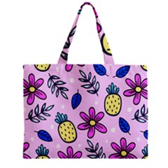 Flowers Purple Zipper Mini Tote Bag