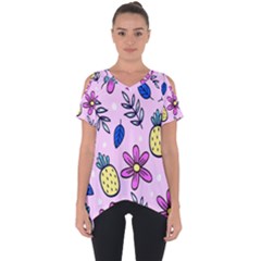 Flowers Purple Cut Out Side Drop Tee by nateshop