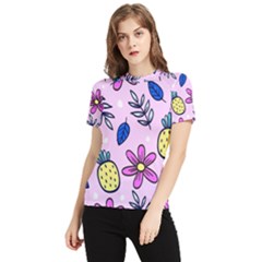 Flowers Purple Women s Short Sleeve Rash Guard by nateshop