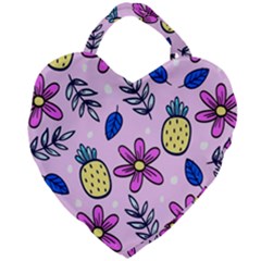 Flowers Purple Giant Heart Shaped Tote by nateshop