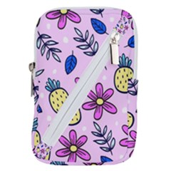 Flowers Purple Belt Pouch Bag (small) by nateshop