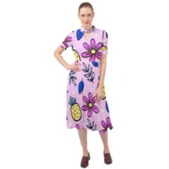 Flowers Purple Keyhole Neckline Chiffon Dress by nateshop