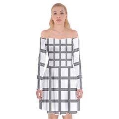 Grid Box Off Shoulder Skater Dress