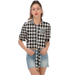 Houndstooth Tie Front Shirt  by nateshop