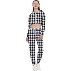 Houndstooth Cropped Zip Up Lounge Set by nateshop