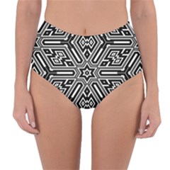 Grid Reversible High-Waist Bikini Bottoms