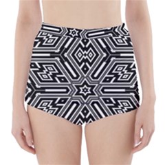 Grid High-Waisted Bikini Bottoms