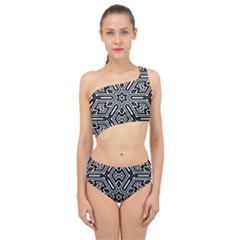 Grid Spliced Up Two Piece Swimsuit