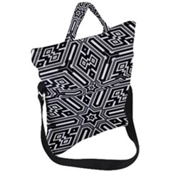 Grid Fold Over Handle Tote Bag