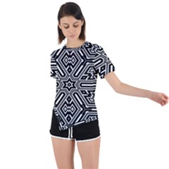 Grid Asymmetrical Short Sleeve Sports Tee