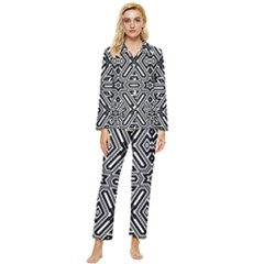 Grid Womens  Long Sleeve Velvet Pocket Pajamas Set