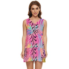 Illustration Tiered Sleeveless Mini Dress