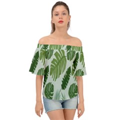 Leaves Off Shoulder Short Sleeve Top by nateshop