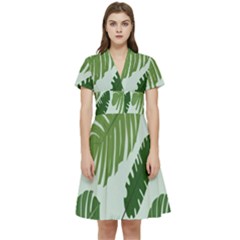 Leaves Short Sleeve Waist Detail Dress by nateshop