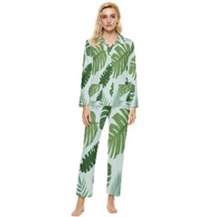 Leaves Womens  Long Sleeve Velvet Pocket Pajamas Set by nateshop