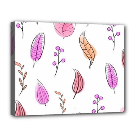 Leaves-pink Canvas 14  X 11  (stretched) by nateshop