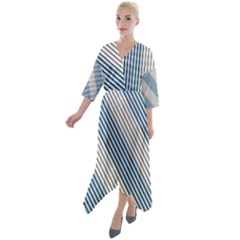 Lines Quarter Sleeve Wrap Front Maxi Dress