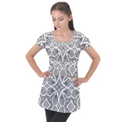 Mandala Puff Sleeve Tunic Top by nateshop