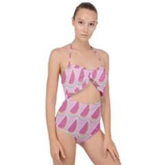 Melons Scallop Top Cut Out Swimsuit