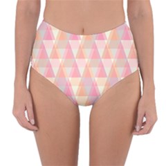 Pattern Triangle Pink Reversible High-Waist Bikini Bottoms