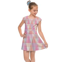 Pattern Triangle Pink Kids  Cap Sleeve Dress