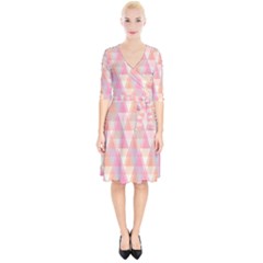 Pattern Triangle Pink Wrap Up Cocktail Dress by nateshop