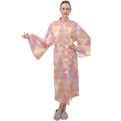 Pattern Triangle Pink Maxi Velour Kimono by nateshop